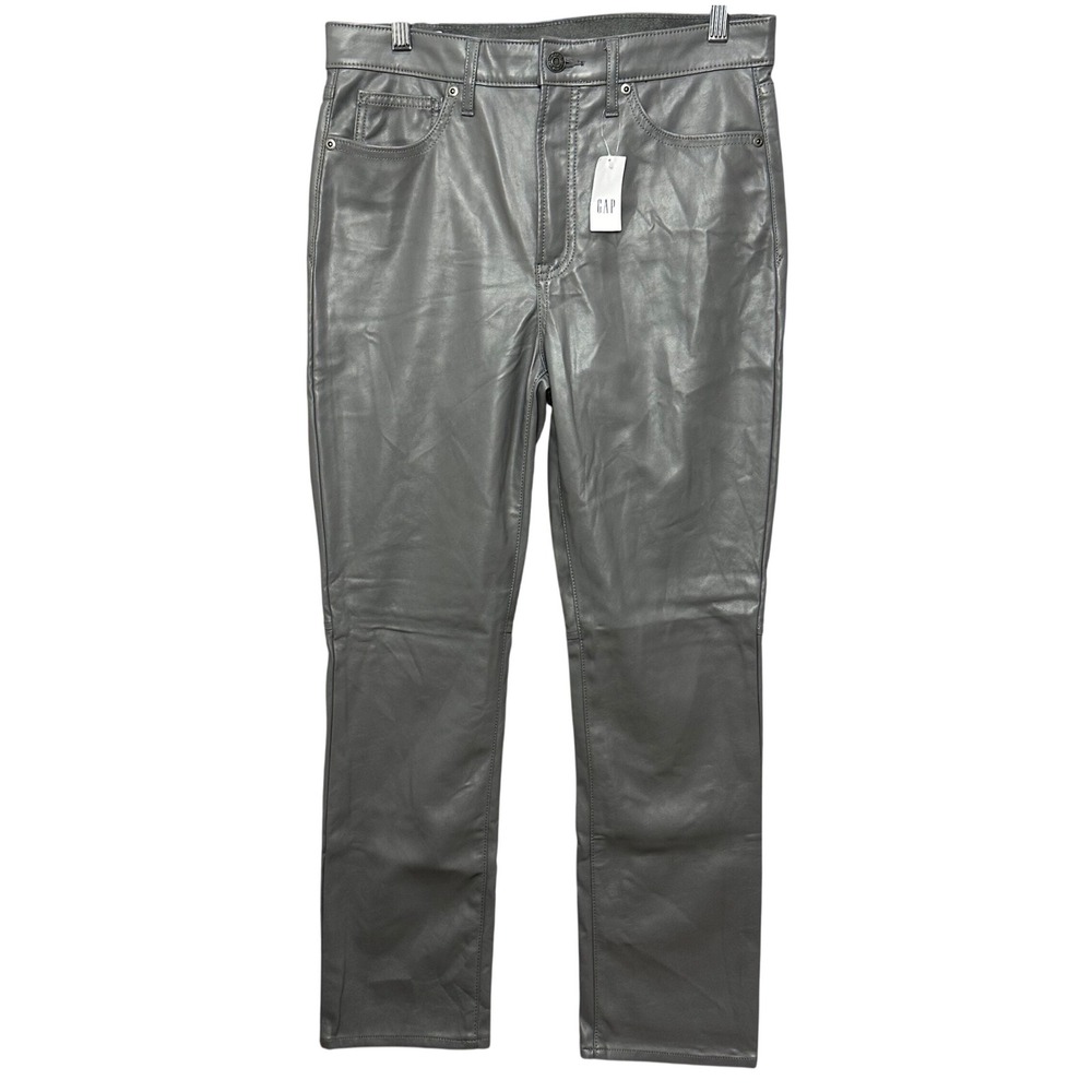Gap Vintage Slim High Rise Pants 8 29 Grey NWT Faux Leather‎